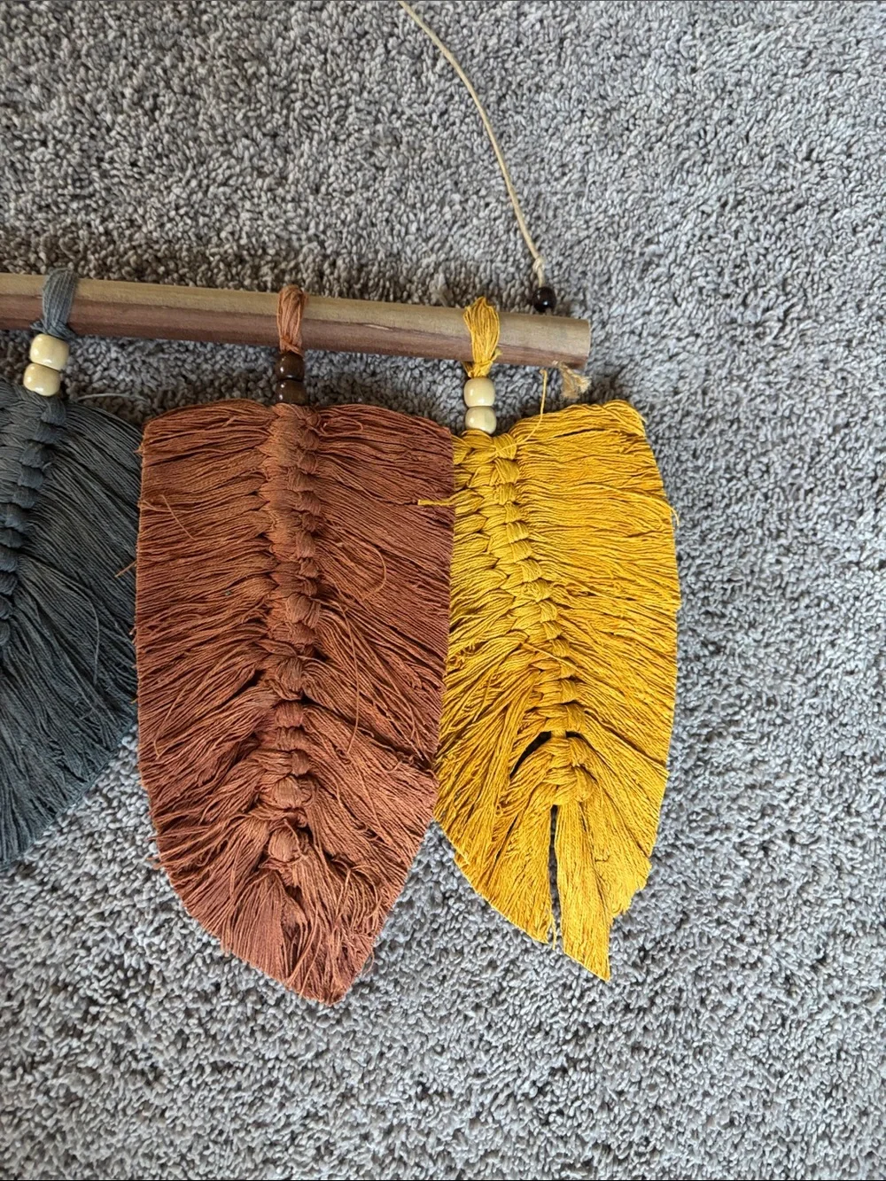 Boho Macrame Feather Wall Hanging - Multi Color